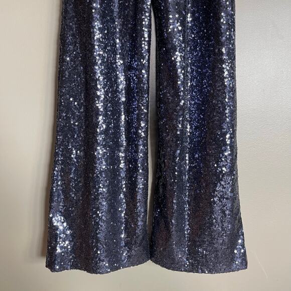 Saloni Aurelie Jumpsuit Blue Sequin Strapless Wide Leg Size 2 Sexy Chic Dressy - Picture 15 of 16
